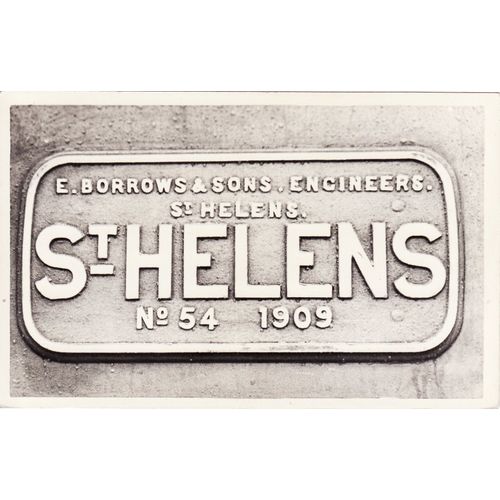 Railway Photo Borrows Builders Plate Pilkingtons St Helens 54 1909 0-4-0WT Loco