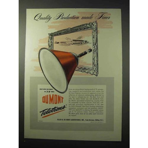 1950 Du Mont Teletron Television Tube Ad - Quality