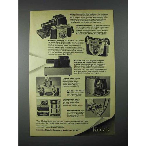 1953 Kodak Pony 135, Signet 35 Camera, Projector Ad