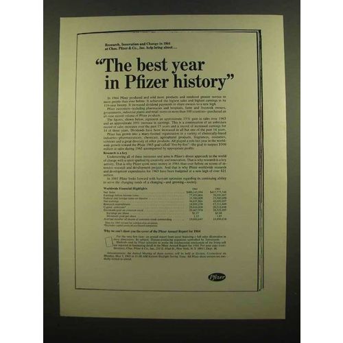 1965 Pfizer Pharmaceuticals Ad - Best Year in History