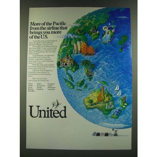 1986 United Airlines Ad - More of the Pacific