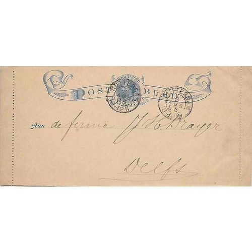 Netherlands Letter Card 1895 Roterdam to Delfs