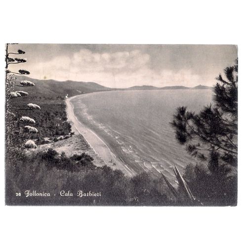 CALA BARBIERI, FOLLONICA, ITALY used postcard RP 1953 postmark
