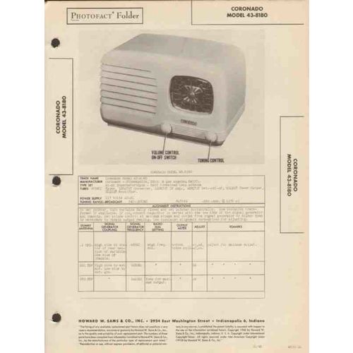 CORONADO model 43-8180 5 tube AM radio receiver Sams Photofact manual