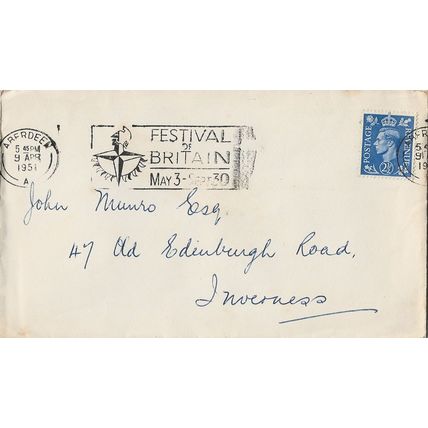 GB 1951 cover with Aberdeen pm & Festival of Britain slogan