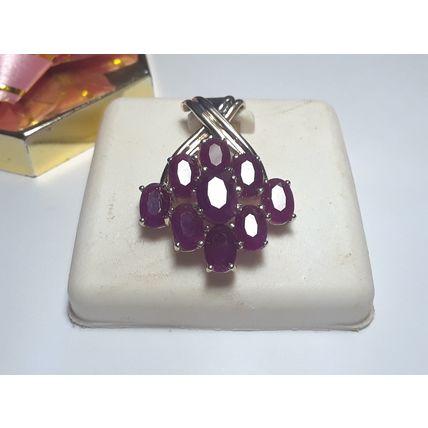 5.00cttw Natural Oval Ruby large cluster "X" Top 14Kt Yellow Gold Pendant #15981