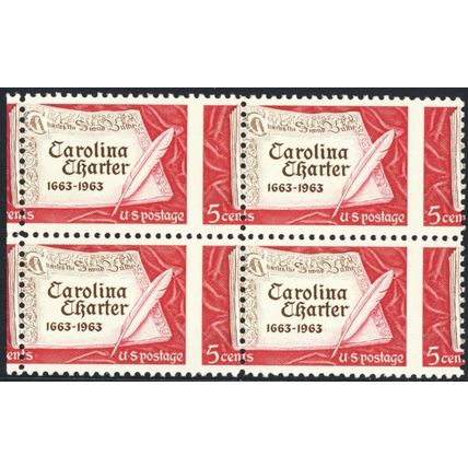 1230, Mint NH 5¢ RARE Misperf Shift Error Block of Four Stamps - Stuart Katz