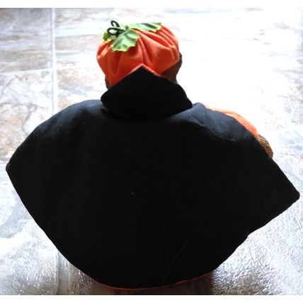 Russ 5" Bumpkin Pumpkin Stuffed Resin Bear w/ Cape Halloween Bear Decoration