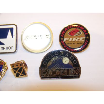 MIXED LOT OF HAT PINS - ROCKIES FIRE BUICK OPEN CASTLE PINES GOLF AUGI JAMF GOF+