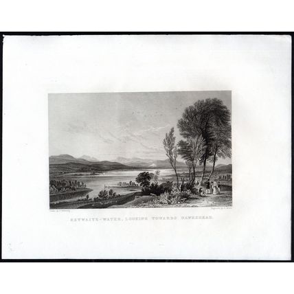 ESTWAITE-WATER, LOOKING TOWARDS HAWKSHEAD 1858 George Pickering ENGRAVING