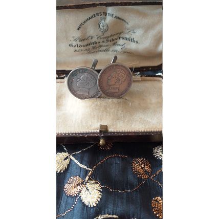Antique Vintage Edwardian 1904 Sterling Silver 925 Coin Earrings - 5.9 gram