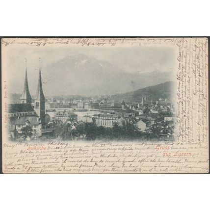 Hofkirche, Gruss aus Luzern, 1899 - Voege AK