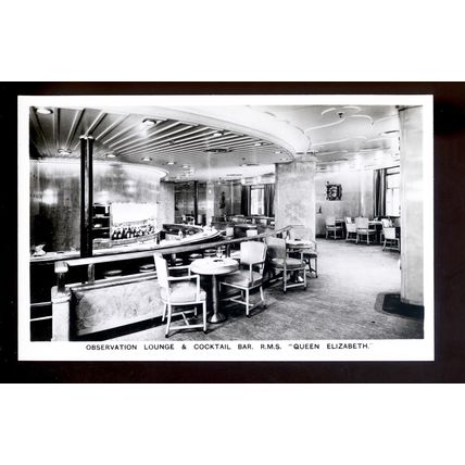 LS3925 - Cunard Liner - Queen Elizabeth - Observation Lounge & Bar - postcard