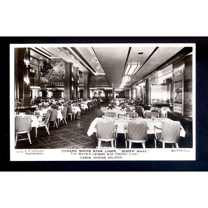 LS3929 - Cunard White Star Liner - Queen Mary - Cabin Dining Saloon - postcard