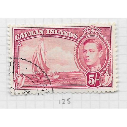 CAYMAN ISLANDS 1938 KG6 SCHOONER SAILING BOAT SG125 USED 125 SG