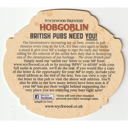 BEER MAT - WYCHWOOD BREWERY - HOBGOBLIN BRITISH PUBS - (Cat No 035) - (2013)