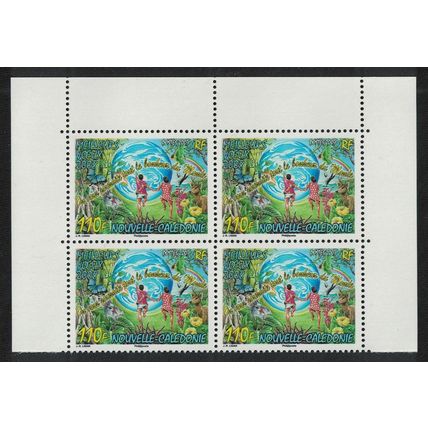 New Caledonia Butterfly Deer Flowers New Year Top Block of 4 2007 MNH