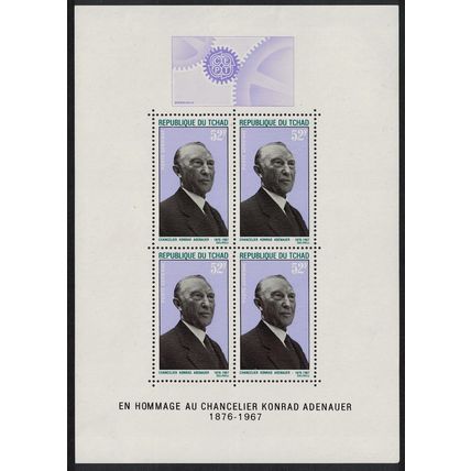 Chad Adenauer Commemoration MS 1968 MNH SG#MS203