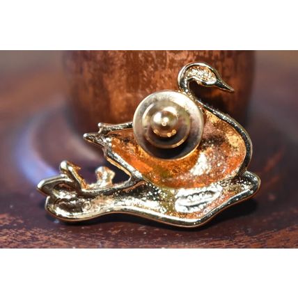 Avon Swan Pin Brooch Gold Tone w/ White Stone