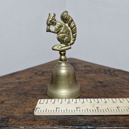 Small Vintage Brass Squirrel Topped Bell