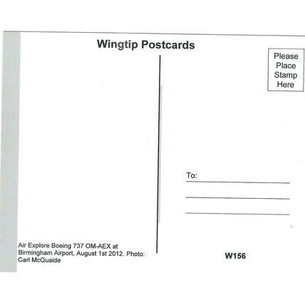 BOEING 737 AIRCRAFT AIR EXPLORE AT BIRMINGHAM AIRPORT CARD NO W 156