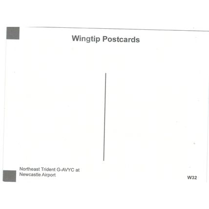 TRIDENT AIRCRAFT NORTHEAST AT NEWCASTLE AIRPORT CARD NO W 32