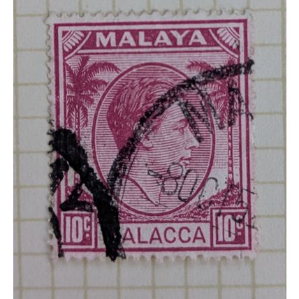 Malaya Postage Stamp, 1937-1941, 10c, Malacca, Used Hinged