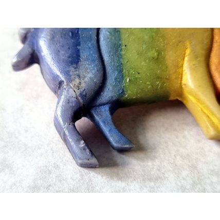 Vintage Celluloid Rainbow Pig Brooch, Antique Collectible Jewellery