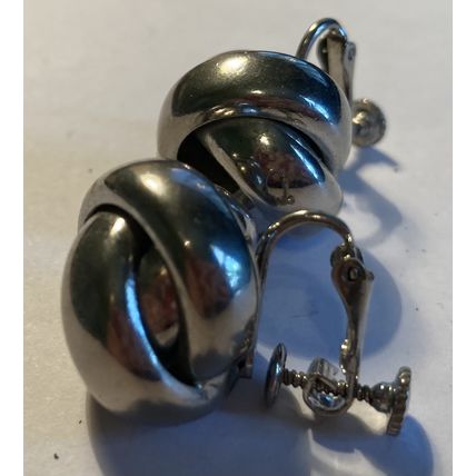 Silver 3/4" Love Knot Screw On Earrings