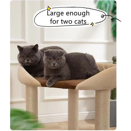 Modern Cat Tree Tower with Extra Large Platform Perch Bed for Maine Coon and Big