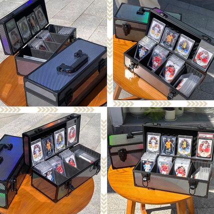 Trading Card Storage Box, Aluminum Alloy Graded Card Storage Box with 3 Dividers