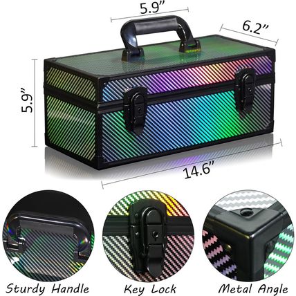Trading Card Storage Box, Aluminum Alloy Graded Card Storage Box with 3 Dividers