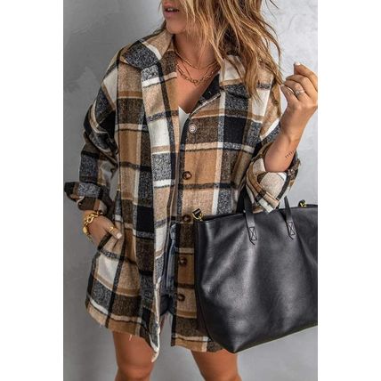 Plaid Print Buttoned Shirt Jacket