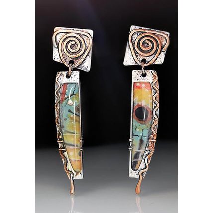 Green Vintage Marbled Pattern Alloy Earrings