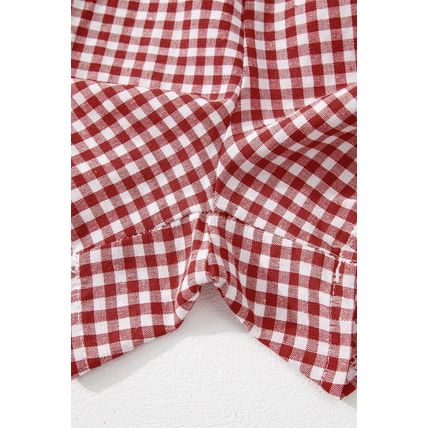 Red Plaid Gingham Printed High Waist Shorts