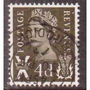 Great Britain 1968 Scotland 4d Olive Sepia Used SG S9 Sc 9 postage stamp