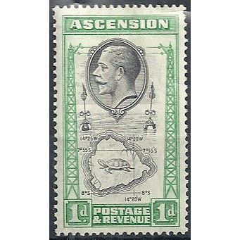 Ascension Island 1934 SG22 1d Black & Emerald Mounted Mint .. ..