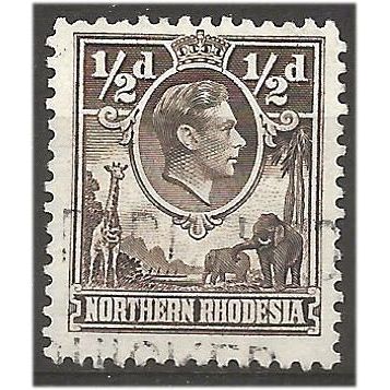 Northern Rhodesia 1951 SG26 1/2d Chocolate Fine Used . .. .