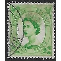 SG 549: 7d. bright green Defin.: Queen Elizabeth II, wmk. St. Edward's Crown