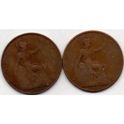 Coins. Pre-Decimal 1914 George V. One Penny Coin