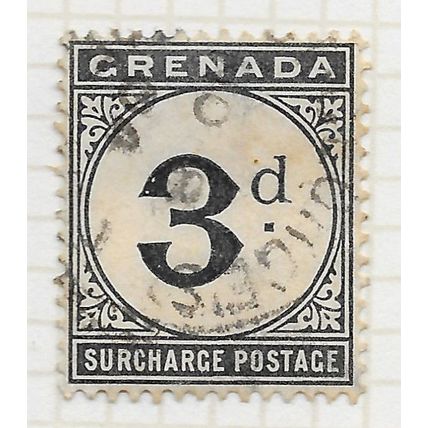 GRENADA 1892 POSTAGE DUE 3d THREE PENCE USED SGD3 D3 SG toning