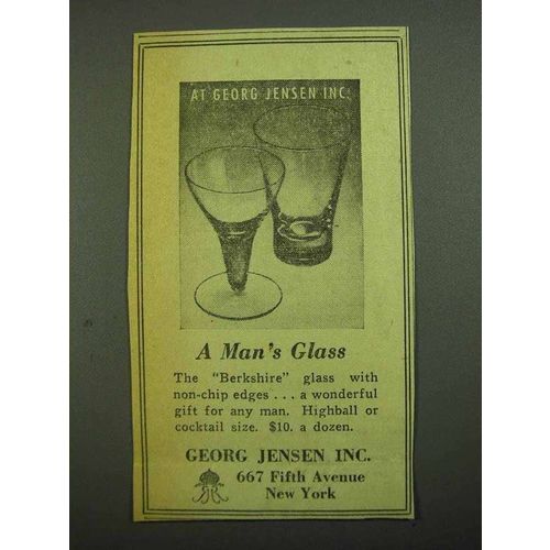 1942 Georg Jensen Berkshire Glass Ad - A Man's Glass