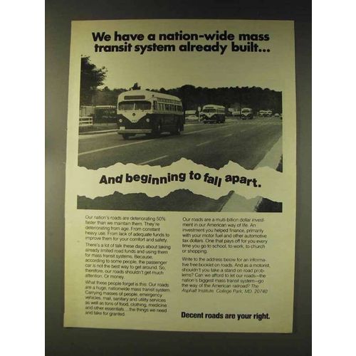 1976 The Asphalt Institute Ad - Mass Transit System