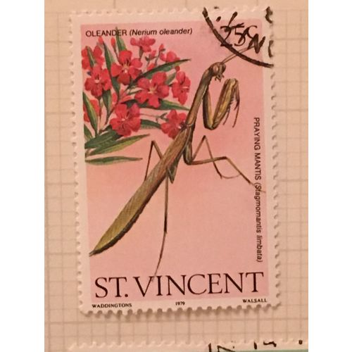 St Vincent 1979 Flowers Insects 25c Mantis Oleander Used SG 630 Sc 595 stamp