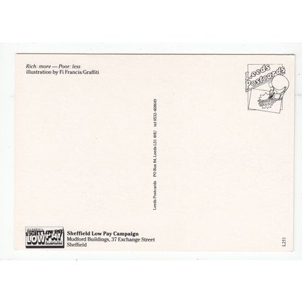 Workers Pay Rich More Poor Less Political Satire Postcard