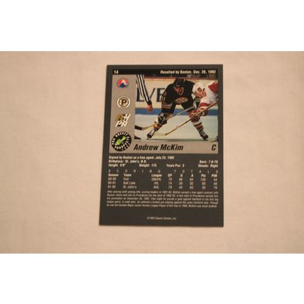 Andrew McKim 1993 Classic Pro Hockey Prospects NO. 14