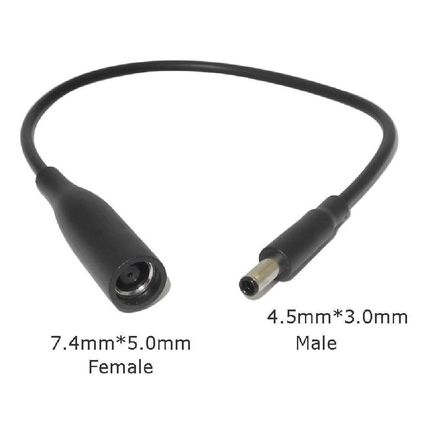 7.4*5.0 Female to 4.5*3.0 Male Power Connector Converter for Dell - Black