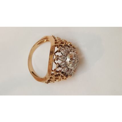 Unisex Art Deco 18kt Multi-tone Gold .75ct Diamond Filigree Ring