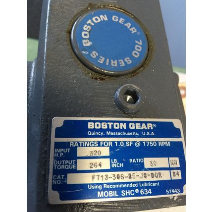 New BOSTON GEAR F713-30S-B5-J6-DOR RIGHT-ANGLE GEAR MOTOR,30:1-RATIO,.320HP,CK