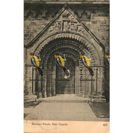 Norman Porch, Adel Church, Leeds, Postcard, 1906